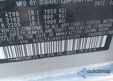 2019 Subaru Impreza 2.0I Sport z USA, uszkodzony, nr VIN 4S3GTAJ66K3745366